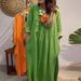 Women's V-Neck Linen Blend Dress – Breathable A-Line Midi Dress With Relaxed Fit, Casual Boho Style_ecoleips.com