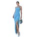 Sexy High-Slit Wrap Dress – Crisscross Backless Design With Stretchy Milk Silk Fabric (S-L, Blue)_ecoleips.com