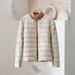 Women’s Lightweight Down Jacket, Short Puffer Coat With Wave Quilting, Convertible Round/V-Neck Slim Fit Thermal Vest, Plus Size Available_ecoleips.com