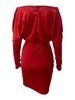 Women's Slim Waist Bodycon Dress V Neck Long Sleeved Autumn Winter_ecoleips.com