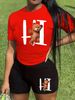 Summer Women's Casual And Fashionable Teddy Bear Print Loose T-shirt+shorts Two-piece Sportswear Suitable For Daily Wear-44_ecoleips.com