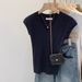 Women's Korean Style V Neck Sleeveless Knitted Vest Gentle Elegant Slim Fit Summer Top New 2026 Style_ecoleips.com