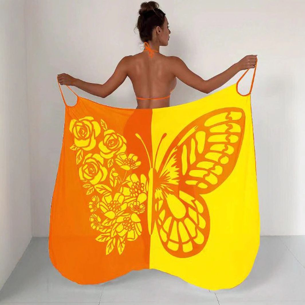 New Quick Drying Beach Skirt For Adults Without Sand Single Sided Butterfly Contrasting Print Portable Blouse Dress_ecoleips.com