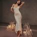 Women's Elegant Square Neck Jacquard Ruched Sleeveless Halter Bodycon Mermaid Maxi Dress – Party Gown_ecoleips.com