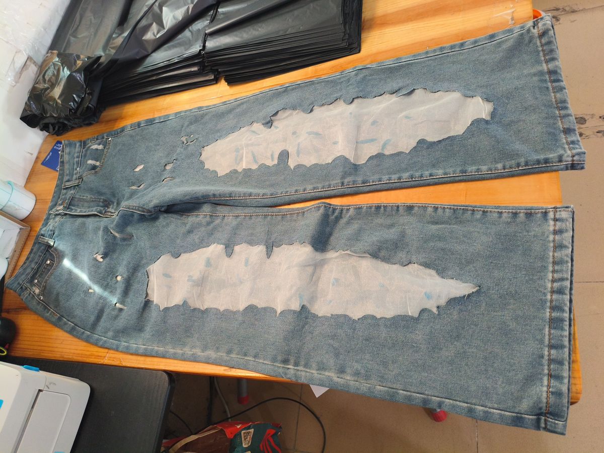 Women's Clothing Hot Girl Retro Straight Pants Hollow Texture Niche Design Jeans Loose Wide Leg Trousers_ecoleips.com
