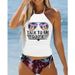 Women's Clothing Coconut Tree Print Strap Triangle Swimsuit Conservative Sling Belly Covering Split Bikini_ecoleips.com