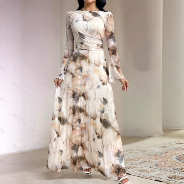Cross-border Women's Clothing, Foreign Trade European And American Women's Elegant Dress, Ladies' Elegant Printed_ecoleips.com