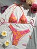 New 2026 Women's Sexy Two Piece Swimsuit European American Style Fashionable Tropical Leaf Print_ecoleips.com
