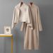 Cross-Border Fashion Elegant Sleeve Autumn Winter Women's Knitted Long Dress Slimming Shawl Coat Two-Piece Set_ecoleips.com
