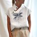 Women's Casual Stand Collar Short Sleeve Pullover T-Shirt Fashion Digital Print Top in Stock Hot Selling_ecoleips.com