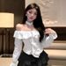French-style Pure And Alluring Sexy 2025 New Ruffled Niche Shirt With Off-shoulder Halter Neck Design_ecoleips.com