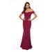 Solid Off Shoulder Split Mermaid Dress | Wrap V Neck Floor Length Bridesmaid Cocktail Party Maxi Gown_ecoleips.com