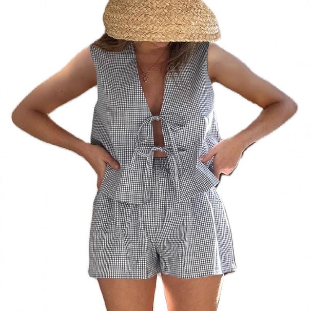Summer Suits Women's Resort Style Sub-Lace-Up Tank Top Shorts Two-Piece Sets Are Stylish And Versatile_ecoleips.com