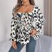 Real Shot Of 2026 Spring/Summer European And American Casual Ruffled Square-neck Leopard Print Long-sleeve Chiffon_ecoleips.com
