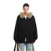 Women's Clothing Large Fur Collar Hooded Knit Cardigan Sweater For Women, Autumn Lazy Style, Zipper Coat For Couples_ecoleips.com