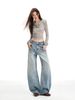 Women’s High-Waisted Straight-Leg Jeans – Vintage Washed Blue Wide-Leg Denim Pants With Flowy Silhouette_ecoleips.com