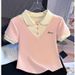 Women's Clothing Slim Fit Polo Collar T-Shirt Short Sleeve Unique Design Summer Top Fits True To Size_ecoleips.com