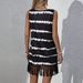 Women's Sleeveless Striped Printed Dress Fringed Hem Summer Outings Commuting Perfect Casual Maxi Dress_ecoleips.com