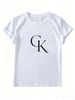 Women's Minimalist Logo Print White T-Shirt, Casual Crew Neck Short Sleeve, Loose Fit Cotton Tee For Daily Wear_ecoleips.com