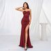 Women's Clothing High End Temperament Elegant Wrap Chest One Shoulder Long Banquet Big Swing Evening Dress Bridesmaid Dress_ecoleips.com