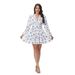 Spring Women's Dress With Sweet Floral Print And V-Neck Lace, Short Length_ecoleips.com