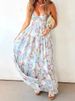 Lady Fashion Off Shoulder Pleated Beach Dress Casual Backless Suspender Bohemian Dresses Summer Vacation Sleeveless Long Dress_ecoleips.com