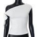 Summer Sexy One Shoulder T-Shirt Women's Versatile European American Style Kendall Jenner Ribbon Top Same Style Casual Fit_ecoleips.com