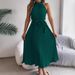 Real Shot Of 2026 European And American Spring/summer Elegant Stand-collar Sleeveless Waist-cinching Pleated Long Dress,_ecoleips.com