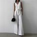 Women's Elegant Two Piece Set V Neck Button Decorated Vest Top And Trousers Commuter Clothing Spring/Autumn Summer_ecoleips.com