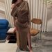 Unique Solid Hollow Off Shoulder Evening Dress New Autumn Long Sleeved Women Banquet Dress Casual High Waist Split A-line Dress_ecoleips.com