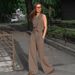 European And American Commuting Fashion Khaki Vest Trousers Two Piece Suit For Women 2025 Spring New Design Suit_ecoleips.com
