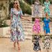 Summer Dress With A Fitted Waistline, Deep V-Neck, And Printed Design_ecoleips.com