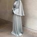 Women's Clothing Muslim Satin Robe High Waist Slim Fit Comfortable And Fashionable Two Piece Suit_ecoleips.com