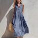 Summer Style Women's Dress Loose Comfortable Sleeveless Plaid Pattern_ecoleips.com