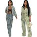2027 Fashion European-USA Style Women Lapel Long Sleeve Short Denim Jacket + Jeans Multi-Pocket Washed Two Piece Suit_ecoleips.com