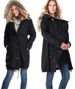 Stylish Maternity Hooded Parka With Detachable Faux Fur Trim, Long Sleeve Warm Coat For Pregnancy & Nursing, Multi-Functional Winter Jacket_ecoleips.com