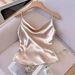 Women's Fashion Satin Camisole - Slim Fit Pure Color Tank Top With Ultra-Thin Straps (Apricot/Black/White)_ecoleips.com