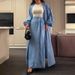 Autumn/Winter Casual Loose Fitting Tie up Printed Suit Jacket And Long Skirt Set for Women Fashionable Pant Outfit_ecoleips.com