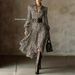 Women's Retro Plaid Print Shirt Dress V Neck Puff Sleeves High Waist Slim Fit A Line Skirt_ecoleips.com
