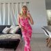 Women's European American Style Slip Dress Sexy Slim Fitting Waist Cinching Long Dress Elegant Bodycon Floral Vacation Style_ecoleips.com