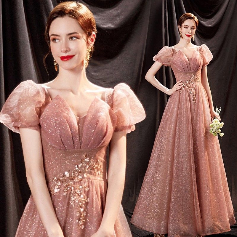 New Elegant Evening Gown For Chorus Performance Bride Wedding Toasting Banquet Annual Meeting Host Performance Dress Women's Clothing_ecoleips.com