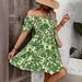 New Casual Off-Shoulder Dress Short Sleeve Loose Floral Print Women's Fashion Dress_ecoleips.com