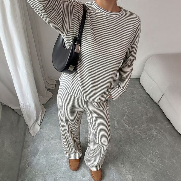 Women's Summer Casual Clothing Set Drop Shoulder Top And Flowy Pants Relaxed Everyday Wear Comfortable Feshion_ecoleips.com