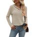 Women's 2025 Autumn/Winter New Loose And Casual V-neck Button Top Pit Striped T-shirt For Women_ecoleips.com