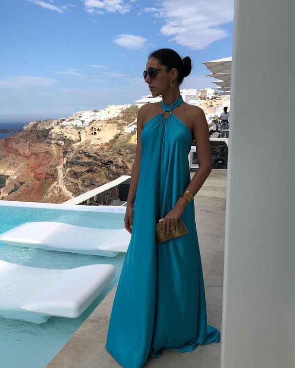Cross-Border Independent Station 2023 Summer Sexy Elegant Women's Satin Strap Big Hem Party Travel Dress_ecoleips.com