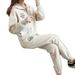 Women's Casual Tracksuit Set – Autumn Loose-Fit Hoodie & Jogger Pants, Stylish Two-Piece Outfit (Beige/Brown)_ecoleips.com