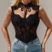 K Lace Patchwork Fishbone Vest, Hot And Spicy Style Top, Waist Cinching Fishbone, External Suspender, Chest Wrapped Vest_ecoleips.com
