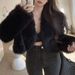 Faux Fur Short Coat Women's Fashion Loose Casual Jacket Winter Warm V-Neck Long Sleeve Outerwear For Streetwear And Daily Outfits_ecoleips.com