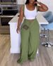 Women's Clothing Holiday Leisure Coffee Color Casual Drawstring Wide Leg Overalls_ecoleips.com