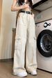 2025 Spring Multi Pocket Workwear Jeans Women's New High Waisted, Loose A Wide Leg Slimming Versatile Casual Pants_ecoleips.com
